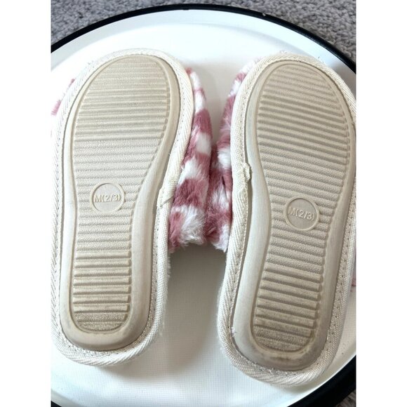 Cat & Jack Girls Slippers White/Pink Checked Size M 2-3 - Picture 7 of 8